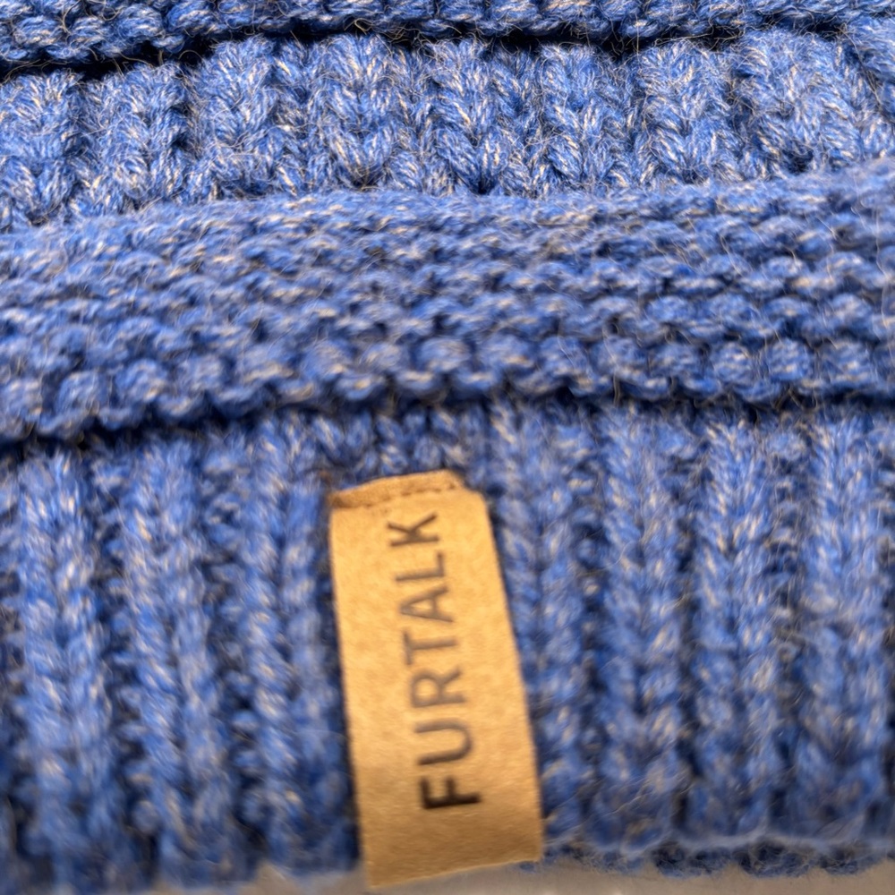 FURTALK  Blue Knit Lined Beanie Unisex Men Women - Picture 3 of 6